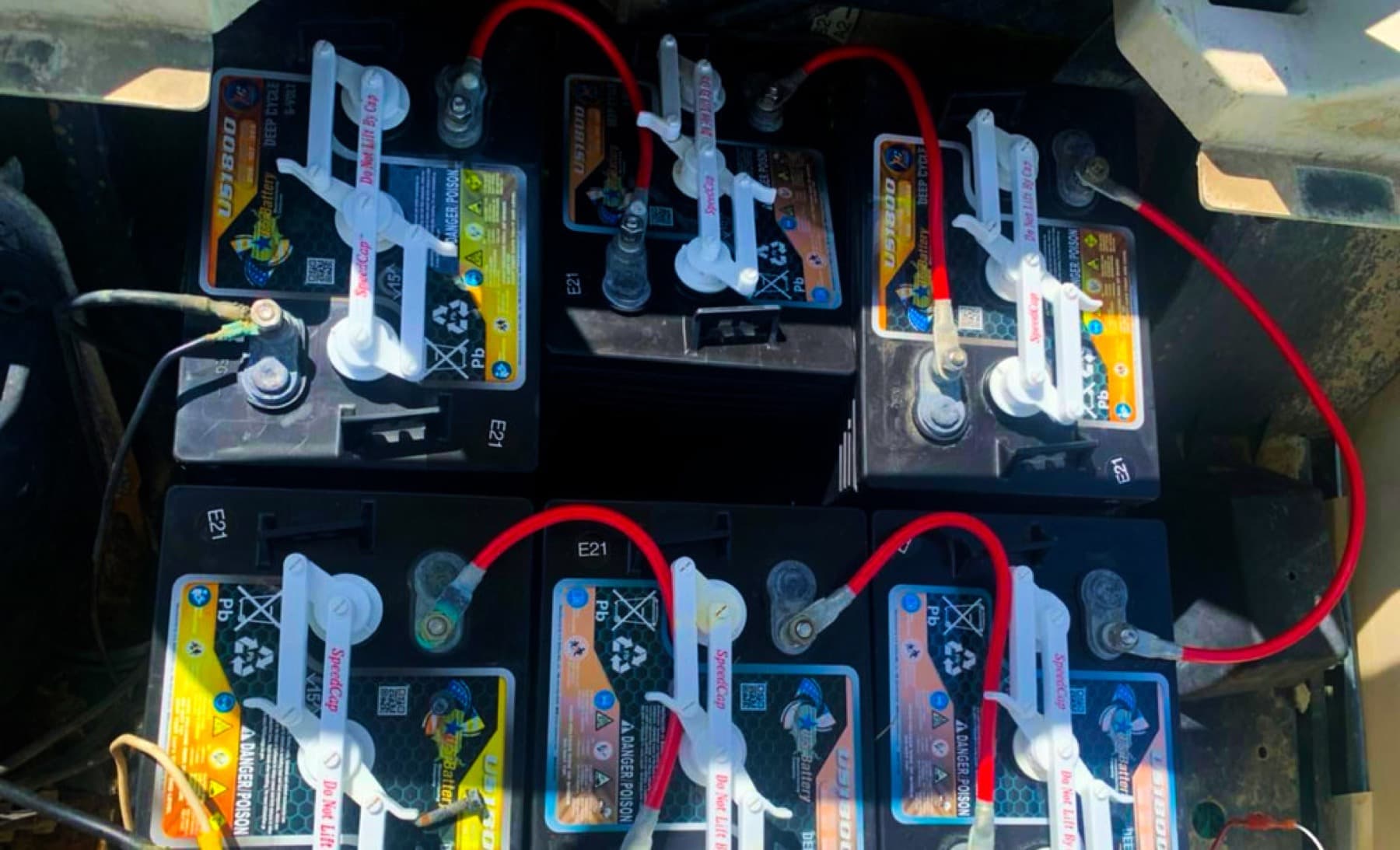 Battery bank wired together inside an electric vehicle platform