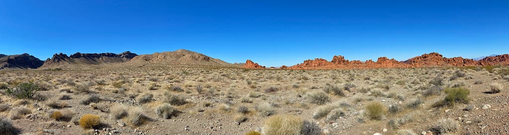 Nevada desert landscape with layered rock and open sky
