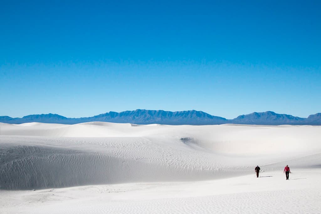White Sands landscape in New Mexico under a bright sky